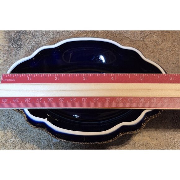 Limoges Castel Porcelain Trinket Or Jewelry Box Cobalt Blue W/ Courting Couple - Picture 7 of 12